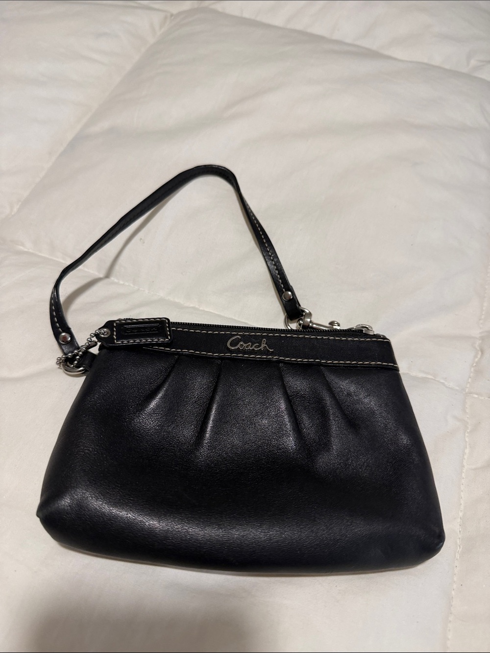 Coach Soho Pleated Leather Small Wristlet Black Crossbody